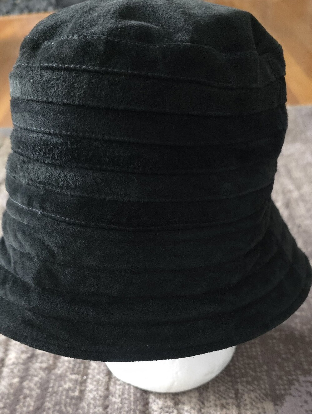Black Suede Leather Bucket Hat - Picture 9 of 12